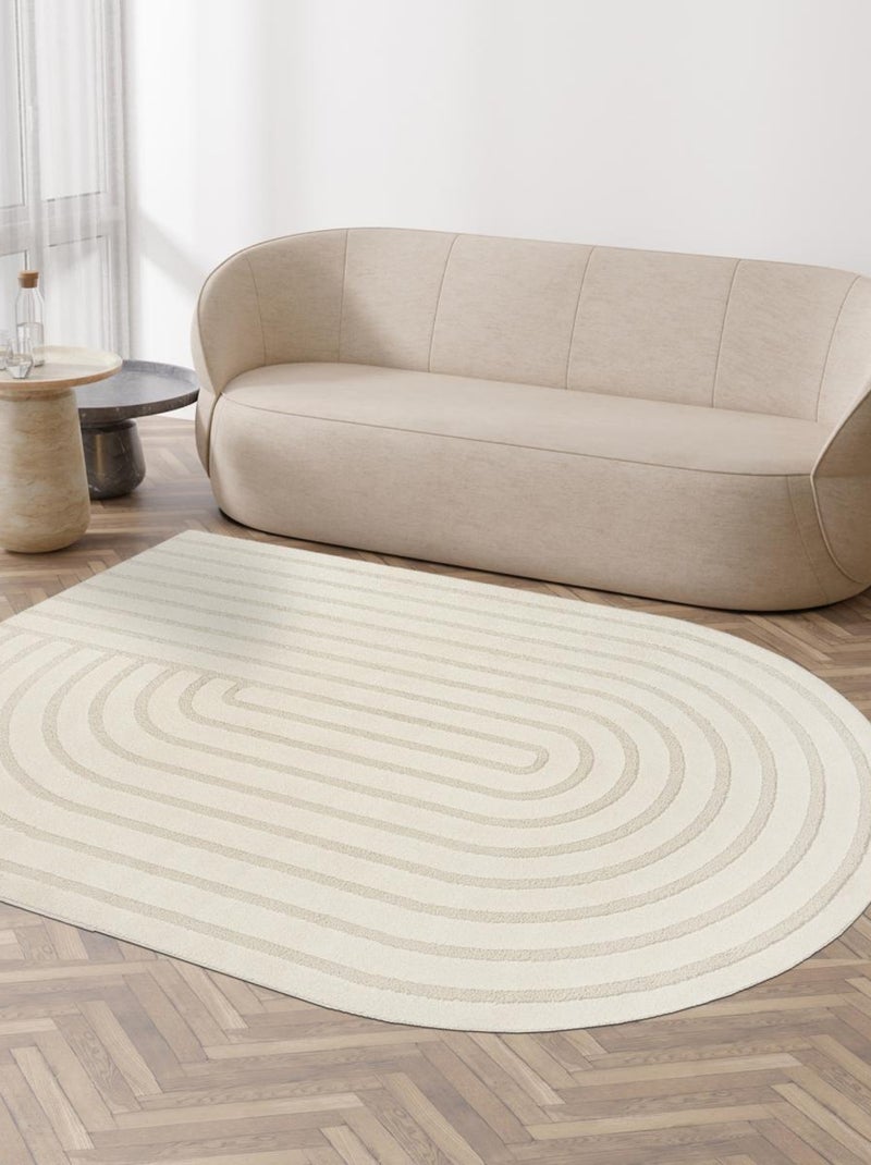 Tapis salon LYN9 SPIRATRO - Tapis forme original en relief Ecru - Kiabi