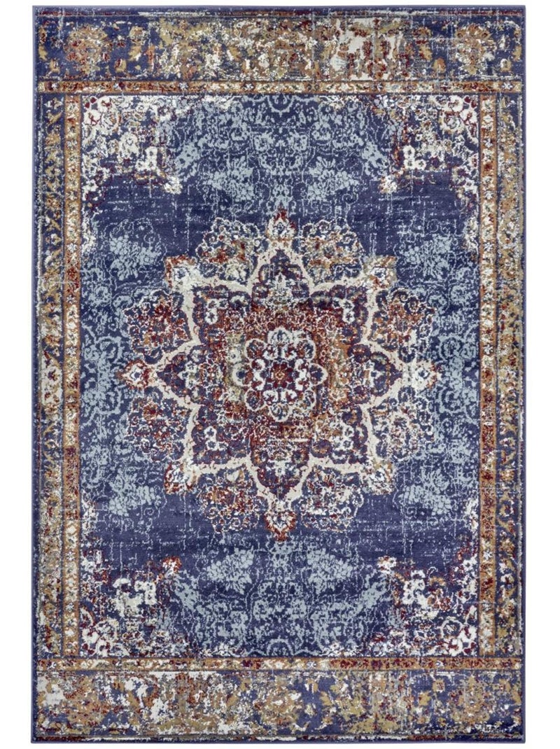 Tapis salon maderno, oriental Bleu - Kiabi