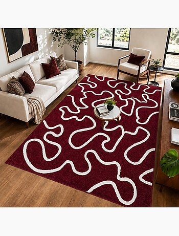 Tapis salon, motif abstrait en relief, graphique et tendance