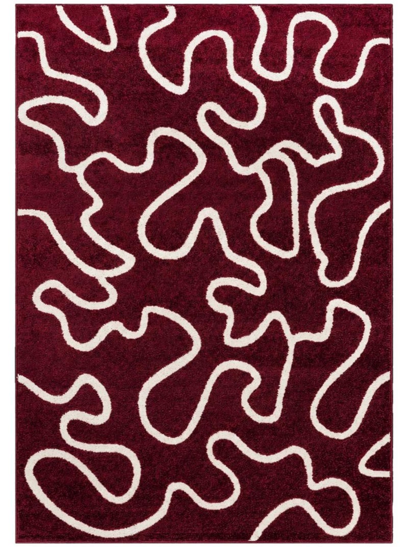 Tapis salon, motif abstrait en relief, graphique et tendance Bordeaux - Kiabi