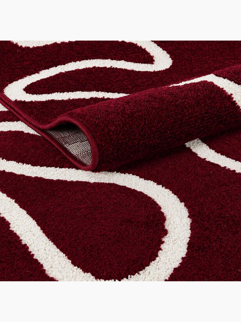 Tapis salon, motif abstrait en relief, graphique et tendance Bordeaux - Kiabi