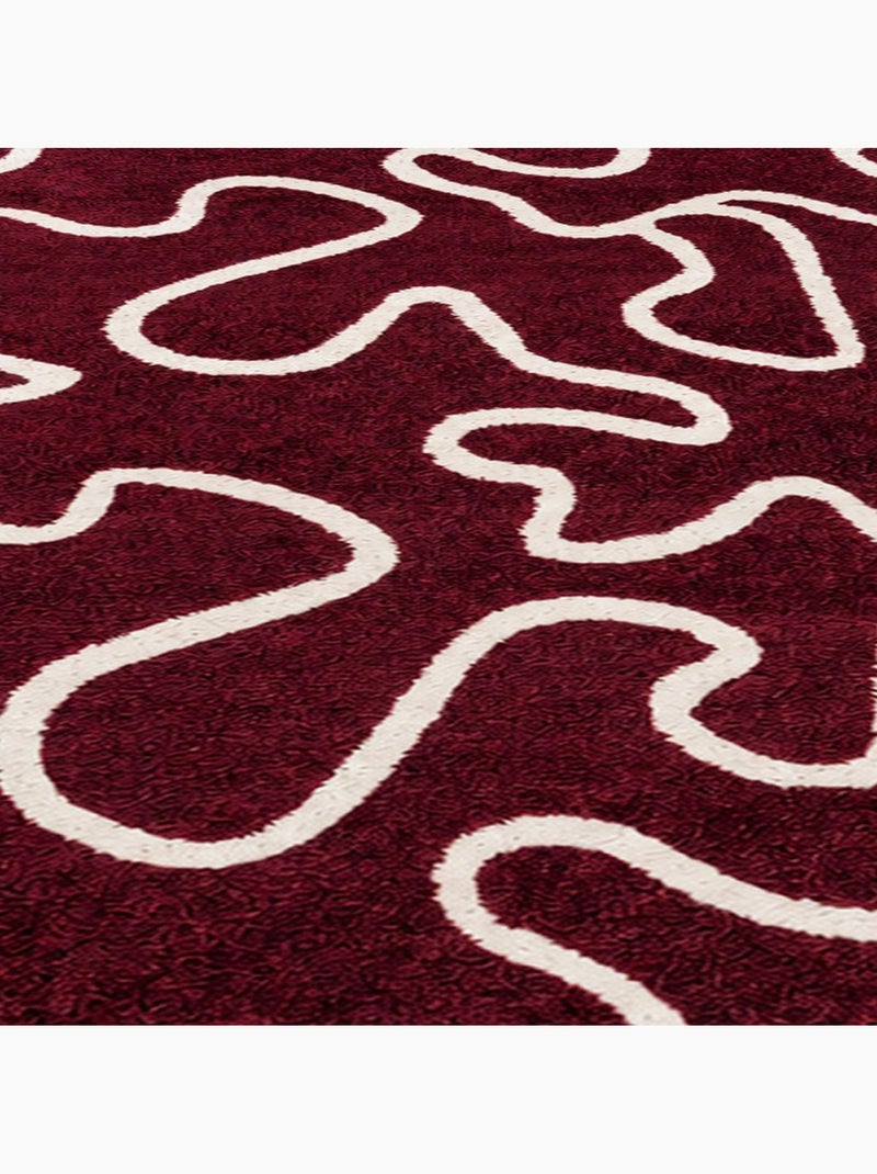 Tapis salon, motif abstrait en relief, graphique et tendance Bordeaux - Kiabi