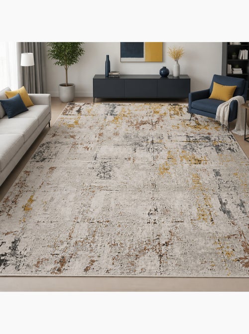 Tapis salon, motif abstrait en relief, moderne et résistant lyn51 ocre - Kiabi Tapis salon, motif abstrait en relief, moderne et résistant lyn51 ocre - Kiabi
