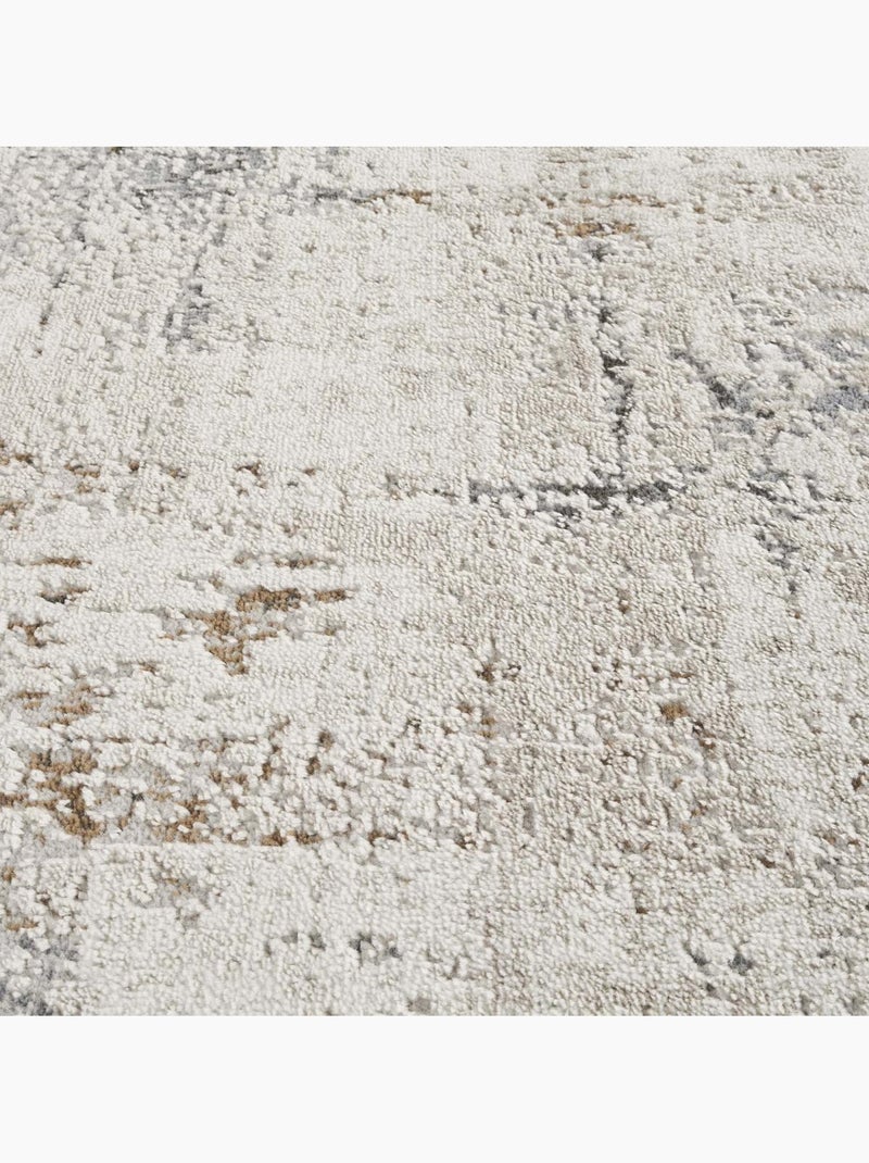 Tapis salon, motif abstrait en relief, moderne et résistant lyn51 ocre Beige - Kiabi