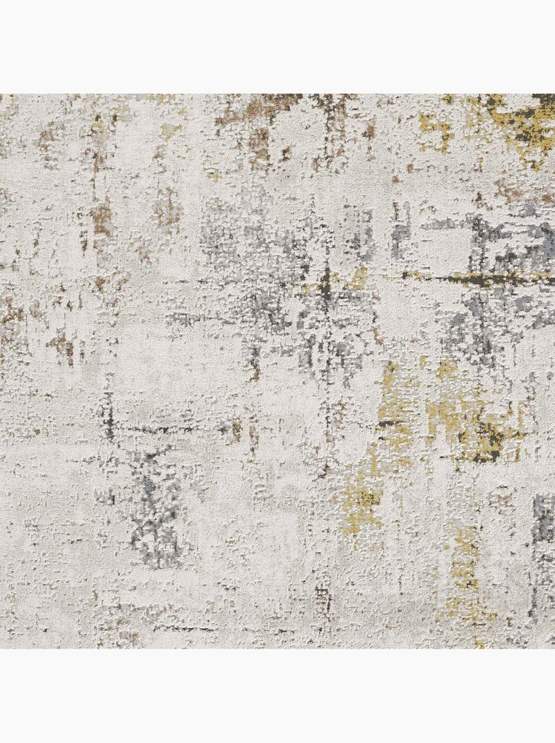 Tapis salon, motif abstrait en relief, moderne et résistant lyn51 ocre Beige - Kiabi