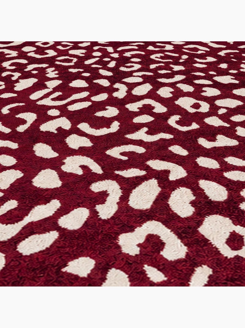 Tapis salon, motif animaux léopard graphique et tendance, lyn9 leop Bordeaux - Kiabi