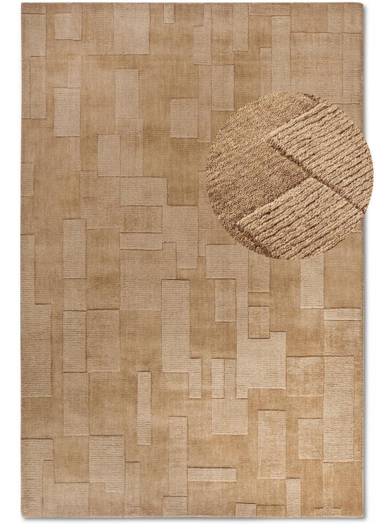 Tapis salon, motif géométrique authentique, wilhelmine, tissé main Beige - Kiabi