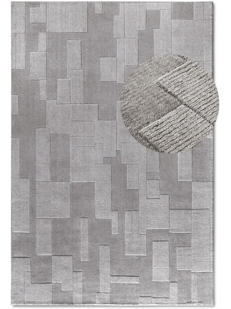 Tapis salon, motif géométrique authentique, wilhelmine, tissé main Gris - Kiabi