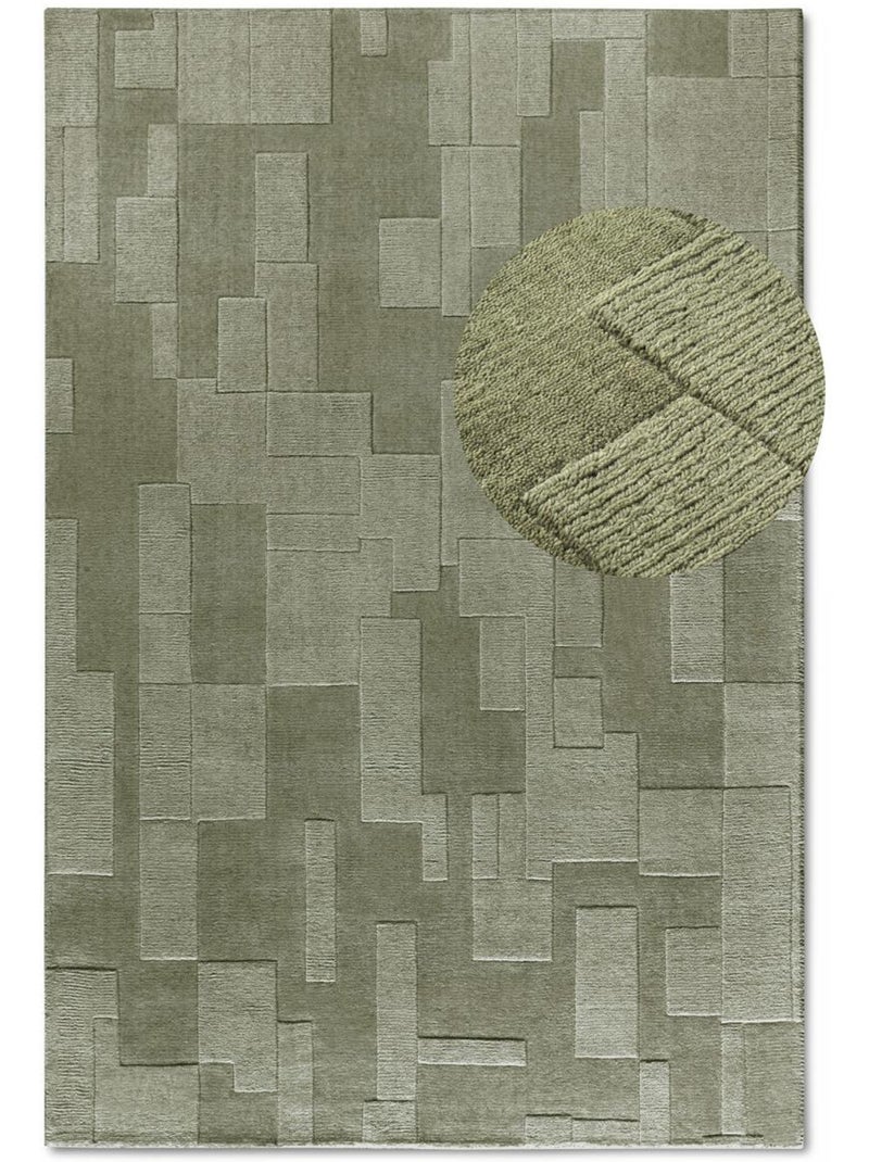 Tapis salon, motif géométrique authentique, wilhelmine, tissé main Vert - Kiabi