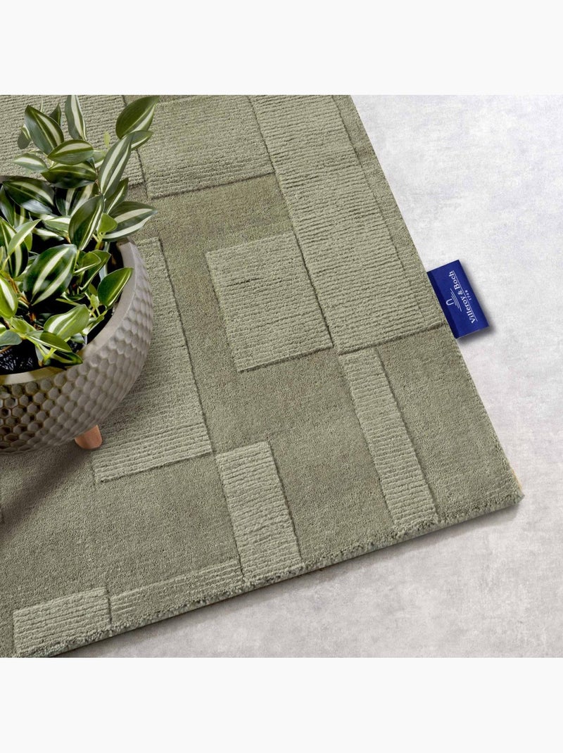 Tapis salon, motif géométrique authentique, wilhelmine, tissé main Vert - Kiabi