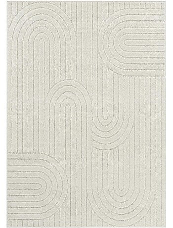 Tapis salon, motif géométrique en relief, poil ras, lyn9 arc