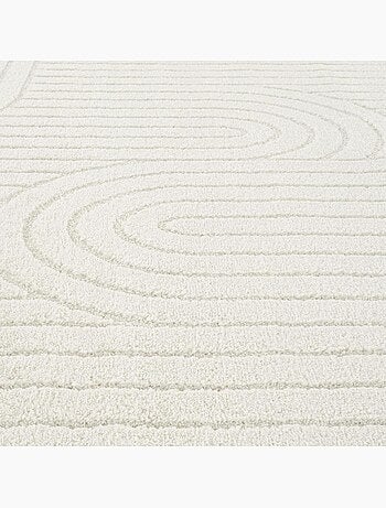 Tapis salon, motif géométrique en relief, poil ras, lyn9 arc