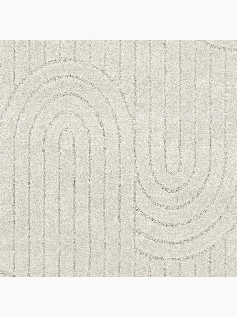 Tapis salon, motif géométrique en relief, poil ras, lyn9 arc Beige - Kiabi