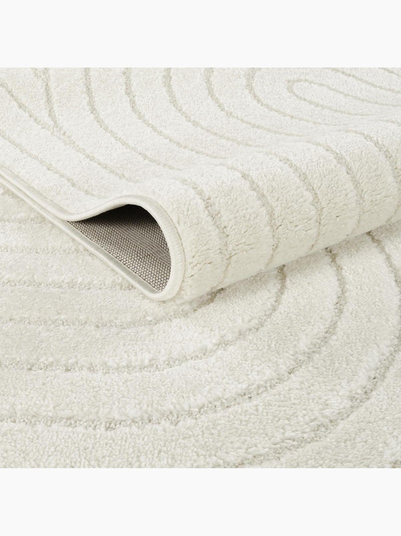 Tapis salon, motif géométrique en relief, poil ras, lyn9 arc Beige - Kiabi
