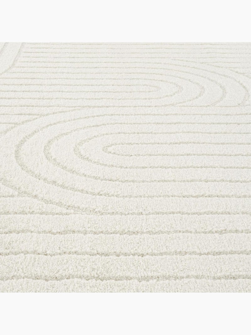 Tapis salon, motif géométrique en relief, poil ras, lyn9 arc Beige - Kiabi