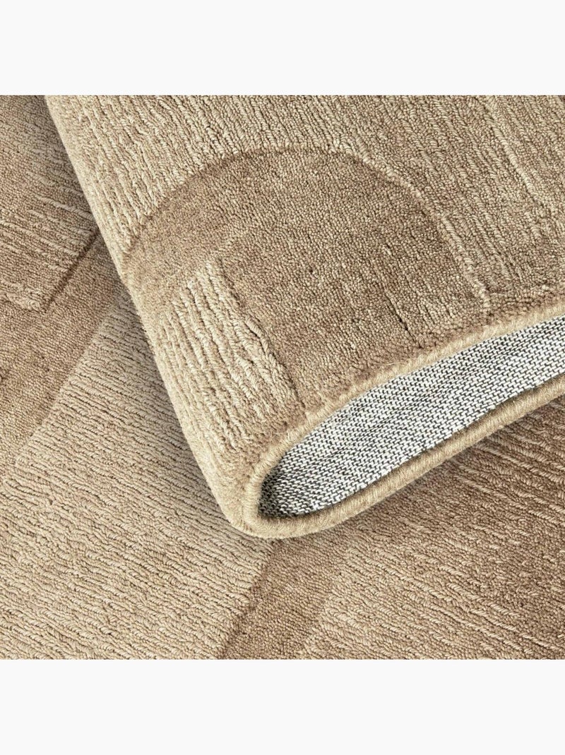 Tapis salon motif géométrique, laine tissée main, alexis authentique Beige - Kiabi
