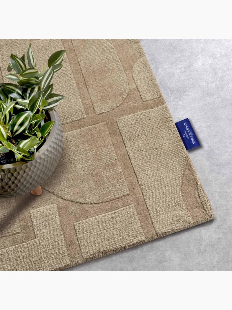 Tapis salon motif géométrique, laine tissée main, alexis authentique Beige - Kiabi