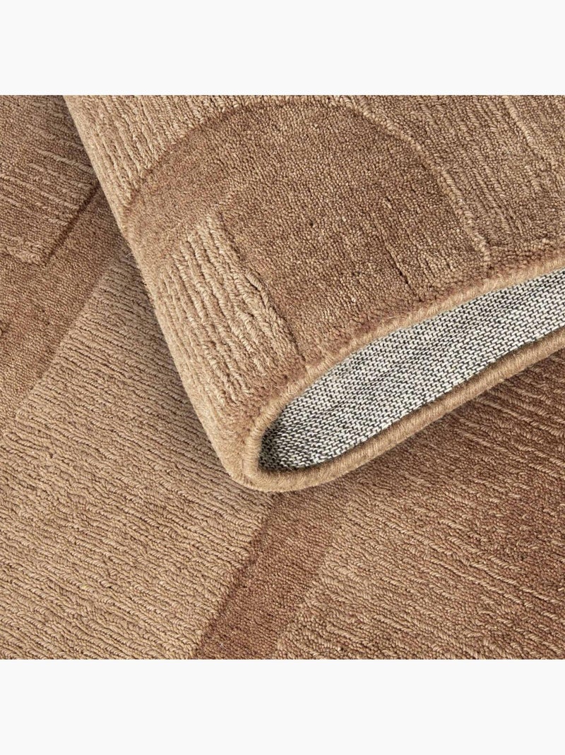 Tapis salon motif géométrique, laine tissée main, alexis authentique Marron - Kiabi