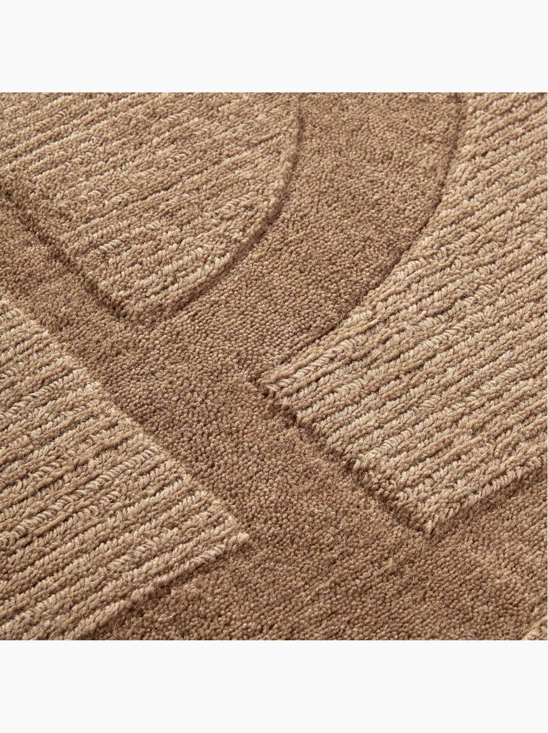 Tapis salon motif géométrique, laine tissée main, alexis authentique Marron - Kiabi