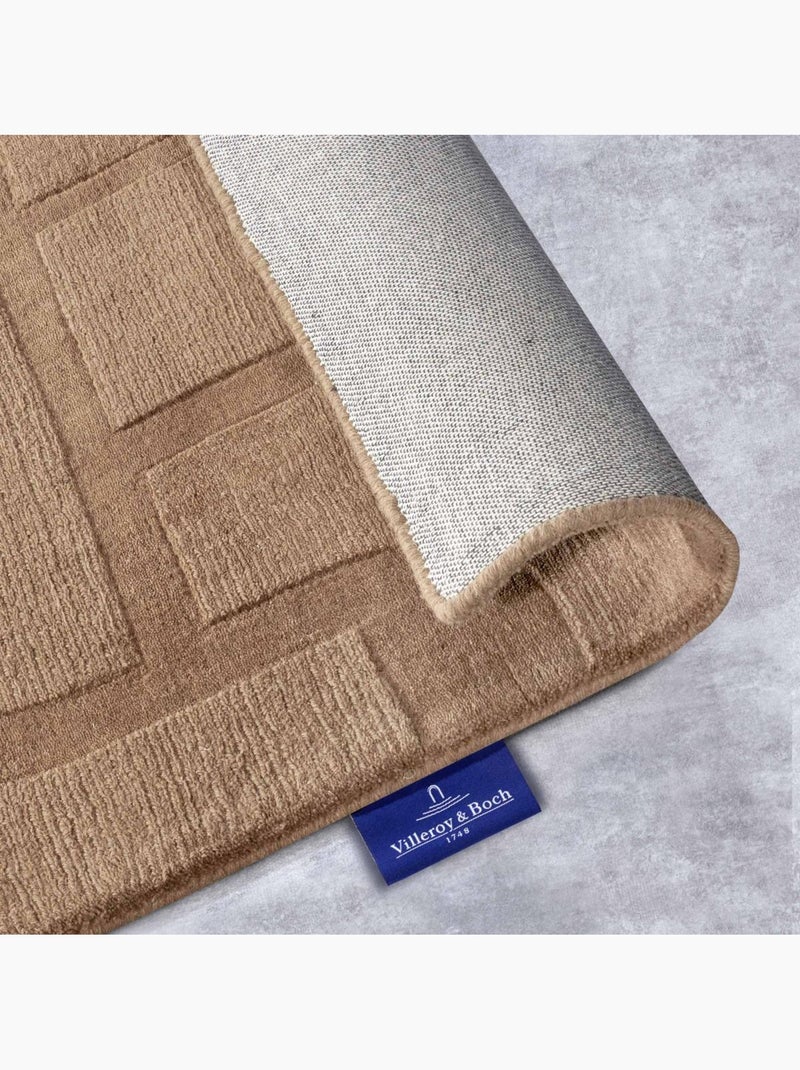 Tapis salon motif géométrique, laine tissée main, alexis authentique Marron - Kiabi