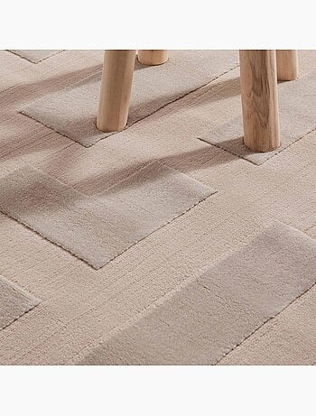 Tapis salon, motif géométrique relief texturé, onyx, design raffiné