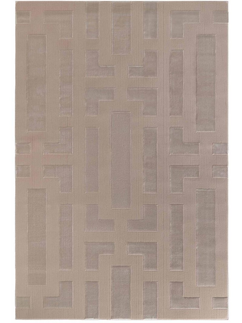 Tapis salon, motif géométrique relief texturé, onyx, design raffiné Beige - Kiabi
