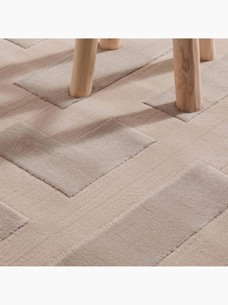 Tapis salon, motif géométrique relief texturé, onyx, design raffiné Beige - Kiabi