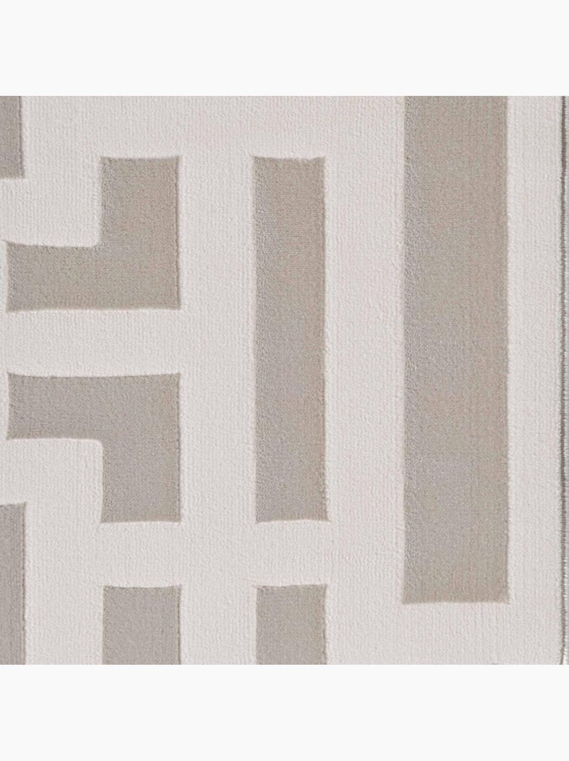 Tapis salon, motif géométrique relief texturé, onyx, design raffiné Ecru - Kiabi