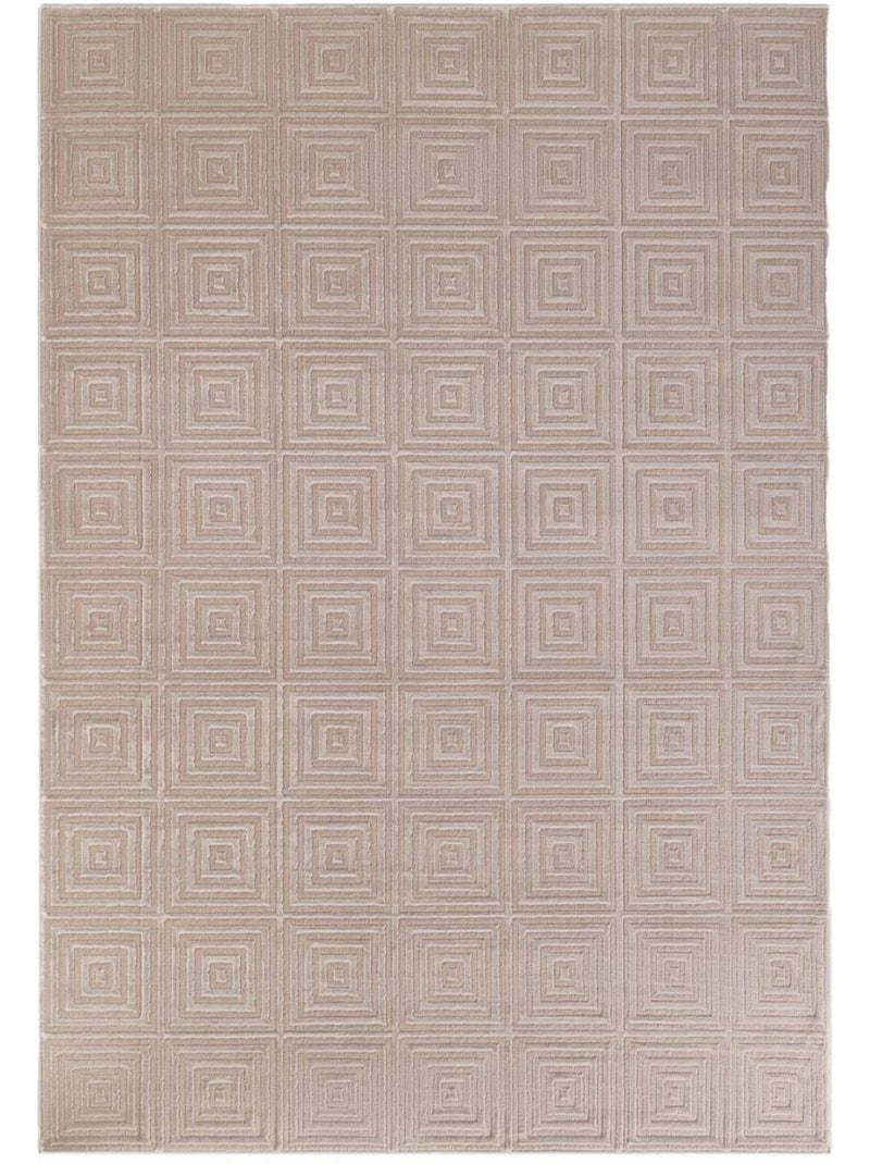Tapis salon, motif géométrique relief, tourmaline, chaleureux Beige - Kiabi