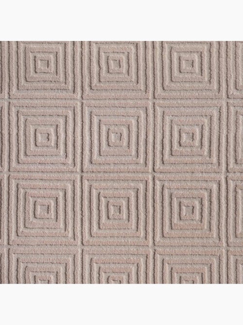 Tapis salon, motif géométrique relief, tourmaline, chaleureux - Kiabi