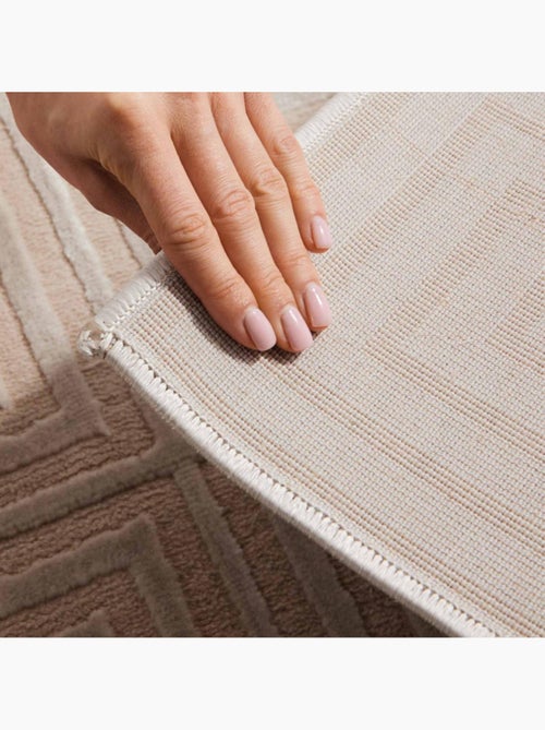 Tapis salon, motif géométrique relief, tourmaline, chaleureux - Kiabi