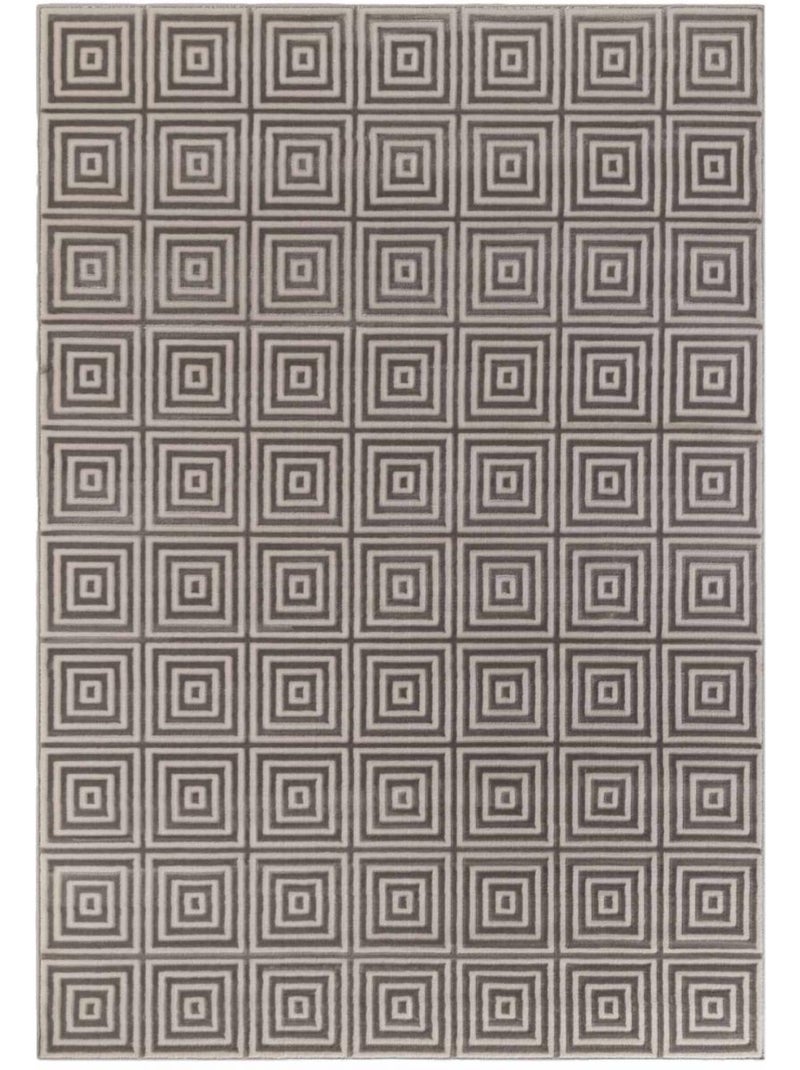 Tapis salon, motif géométrique relief, tourmaline, chaleureux Gris - Kiabi
