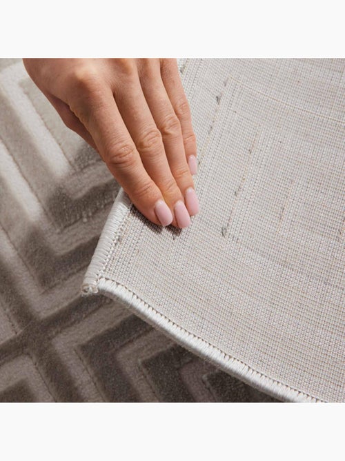 Tapis salon, motif géométrique relief, tourmaline, chaleureux - Kiabi