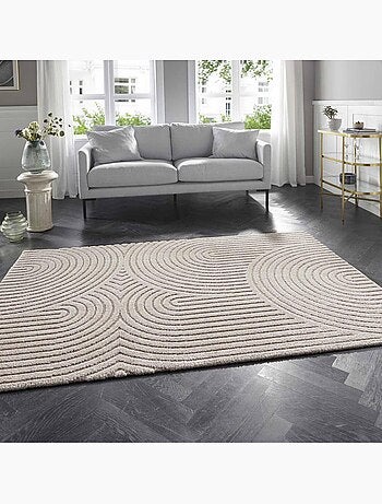 Tapis salon, motif géométrique, texture relief, panglao 1 chaleureux
