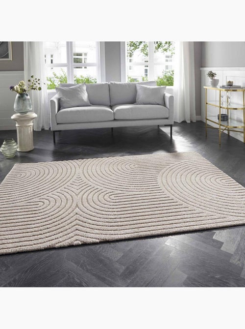 Tapis salon, motif géométrique, texture relief, panglao 1 chaleureux - Kiabi