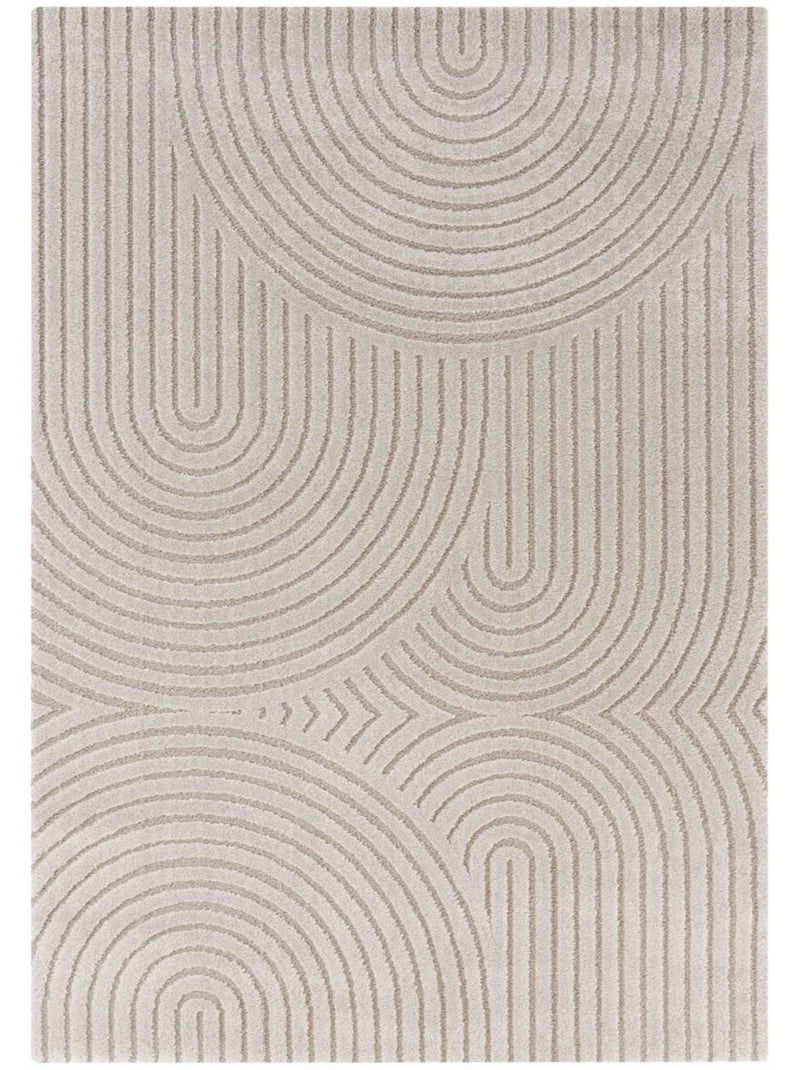 Tapis salon, motif géométrique, texture relief, panglao 1 chaleureux Ecru - Kiabi