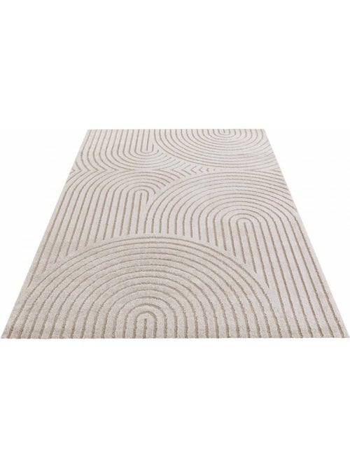 Tapis salon, motif géométrique, texture relief, panglao 1 chaleureux - Kiabi