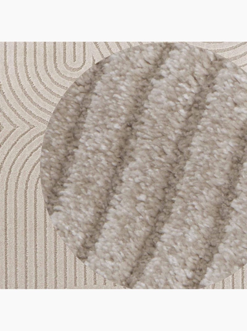 Tapis salon, motif géométrique, texture relief, panglao 1 chaleureux Ecru - Kiabi