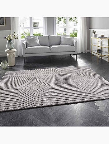 Tapis salon, motif géométrique, texture relief, panglao 1 chaleureux
