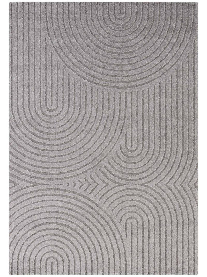 Tapis salon, motif géométrique, texture relief, panglao 1 chaleureux Gris - Kiabi