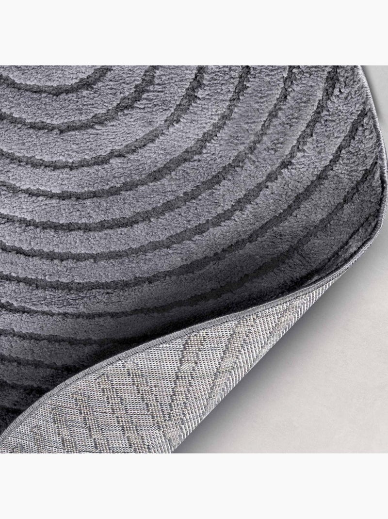 Tapis salon, motif géométrique, texture relief, panglao chaleureux Argent - Kiabi