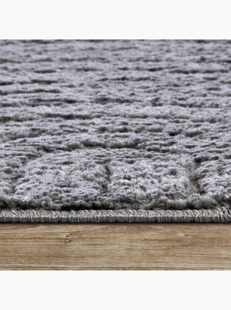 Tapis salon, motif géométrique, texture relief, panglao chaleureux Argent - Kiabi