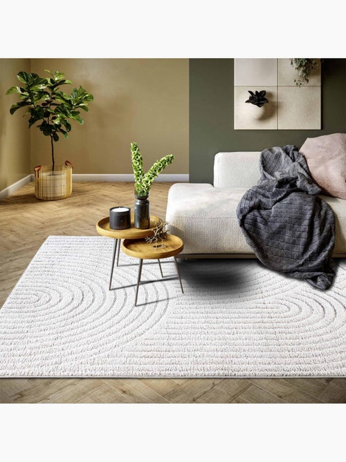 Tapis salon, motif géométrique, texture relief, panglao chaleureux - Kiabi