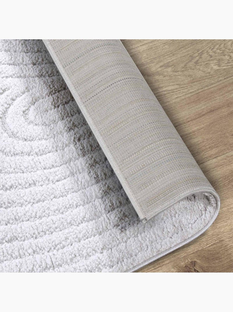 Tapis salon, motif géométrique, texture relief, panglao chaleureux Blanc - Kiabi
