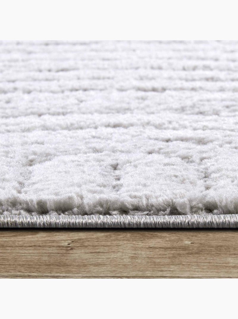 Tapis salon, motif géométrique, texture relief, panglao chaleureux Blanc - Kiabi