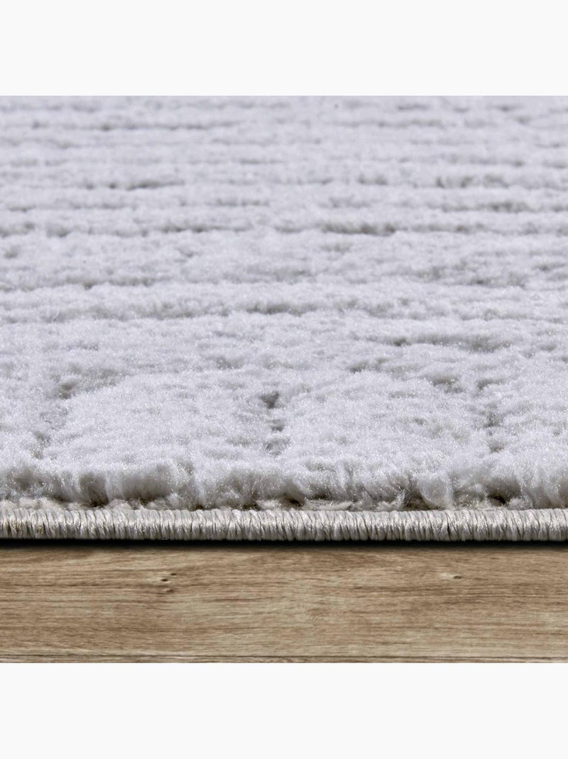 Tapis salon, motif géométrique, texture relief, panglao chaleureux Ecru - Kiabi