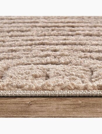Tapis salon, motif géométrique, texture relief, panglao chaleureux