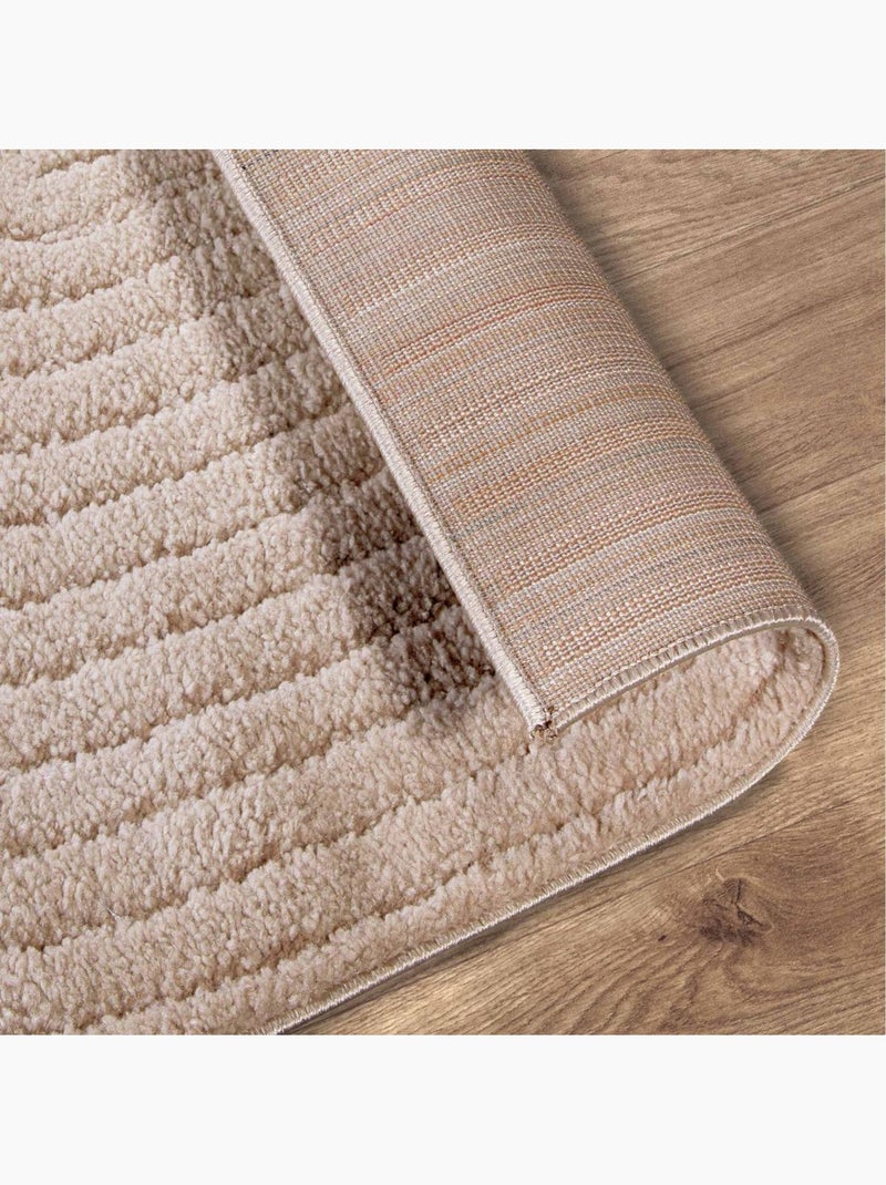 Tapis salon, motif géométrique, texture relief, panglao chaleureux Marron - Kiabi