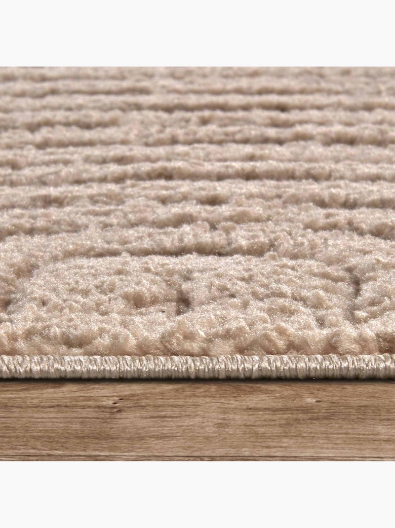 Tapis salon, motif géométrique, texture relief, panglao chaleureux Marron - Kiabi