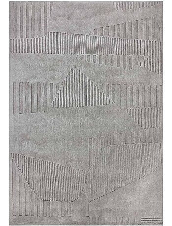 Tapis salon motif géométrique, tufté main en laine, azua, confort